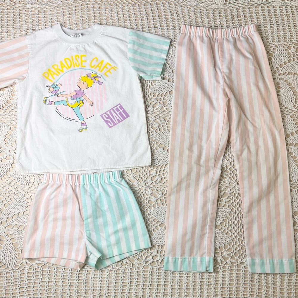 Vintage 1980s Stone Apparel Girls 5 Funky 3 Piece Paradise Cafe Outfit Set